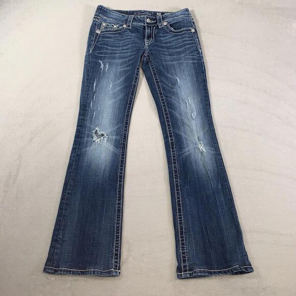 Miss Me Jeans Womens Size 27 Blue Boot‎ Dark Wash Denim Low Rise 30" Inseam - Picture 1 of 13